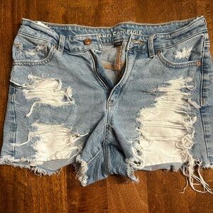 American Eagle Outfitters Light Blue Distressed Jean Shorts